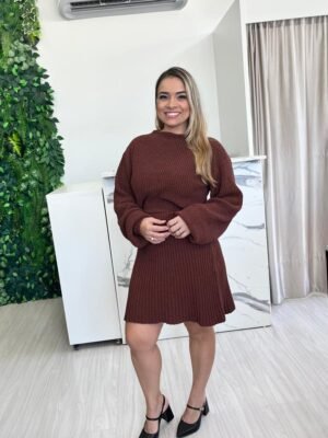 Conjunto Serena Marrom Café em Tricô