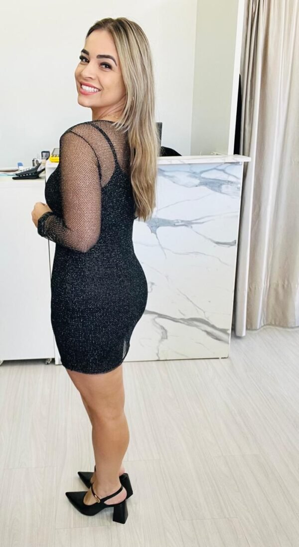 Vestido Feminino Preto Tule Lurex - Imagem 2
