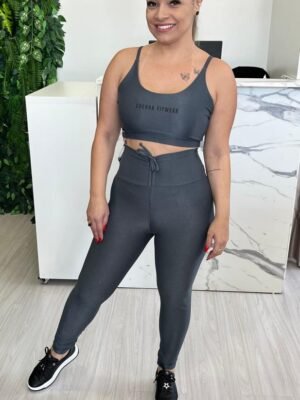 Top Ederra Fitwear Canelado Medelim Chumbo