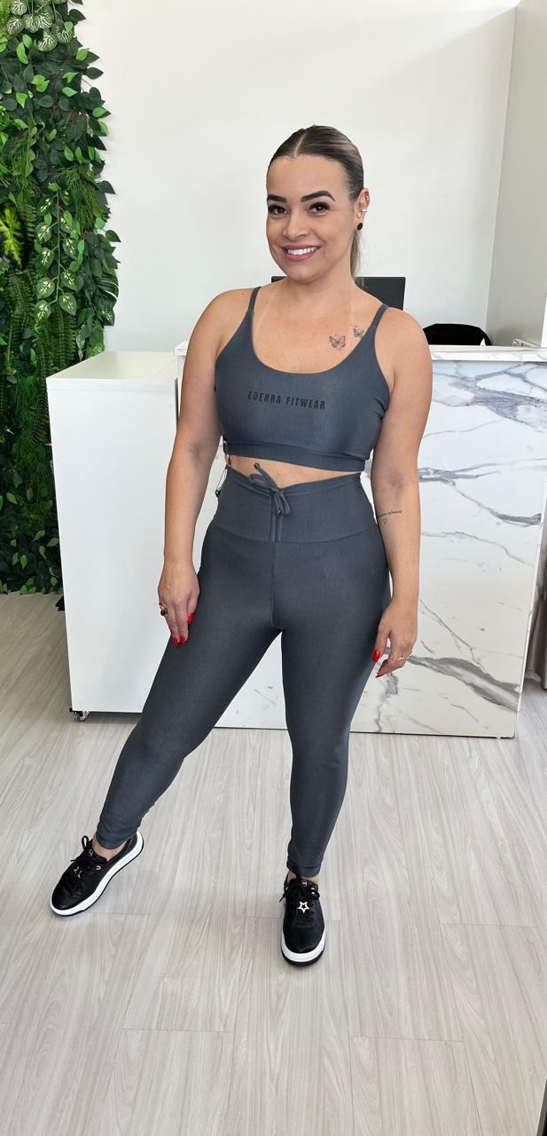 Top Ederra Fitwear Canelado Medelim Chumbo