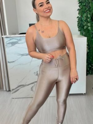 Top Ederra Fitwear Canelado Medelim Diamante Bege