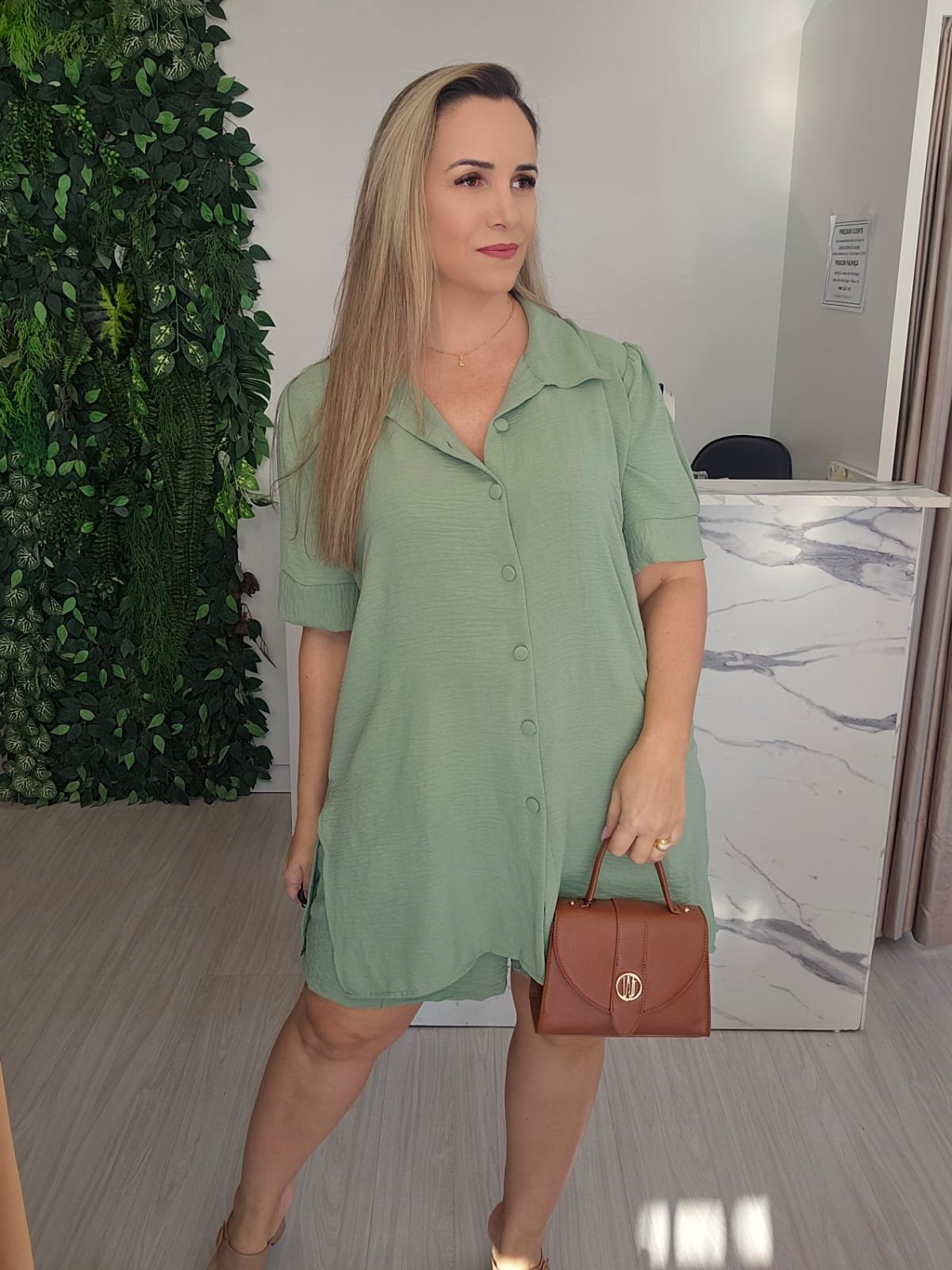 Conjunto Camisa e Shorts Verde Menta - Imagem 3
