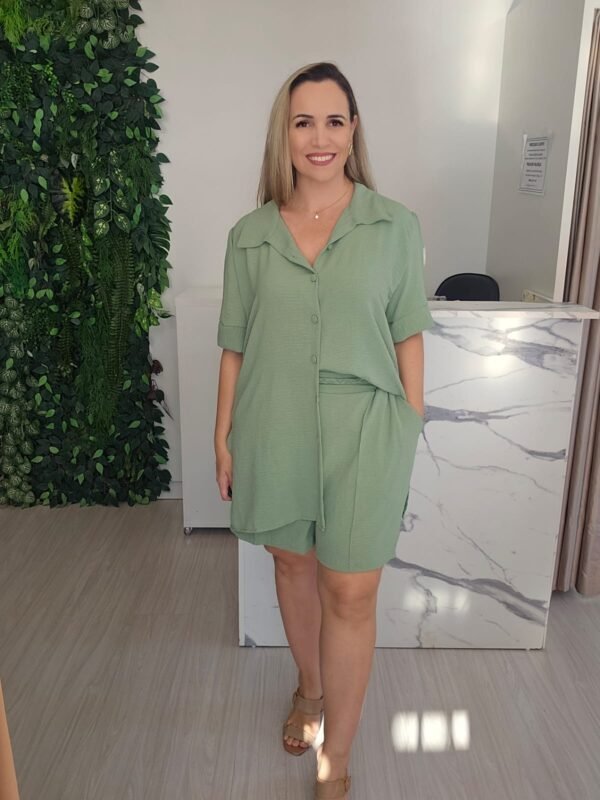 Conjunto Camisa e Shorts Verde Menta – Conforto e Estilo Casual