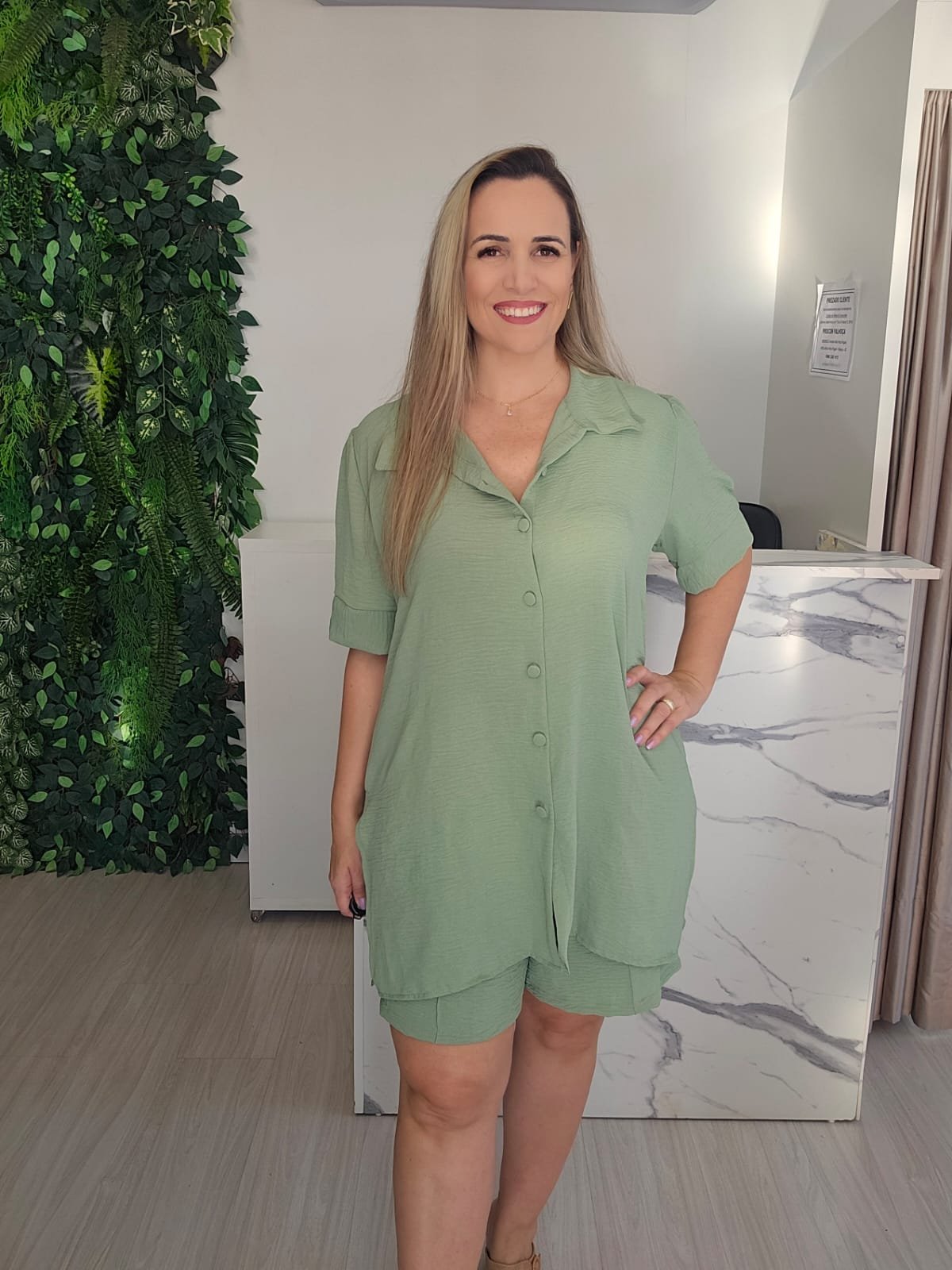 Conjunto Camisa e Shorts Verde Menta - Imagem 9