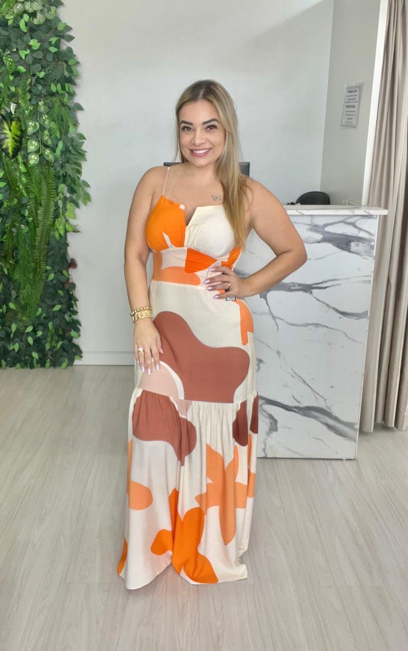 Vestido Longo Estampado – Alegre e Sofisticado