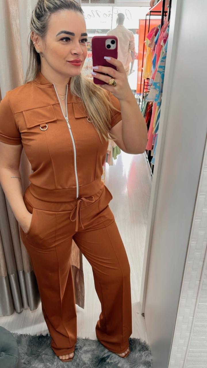 Conjunto Moletinho Premium Feminino Cor Telha