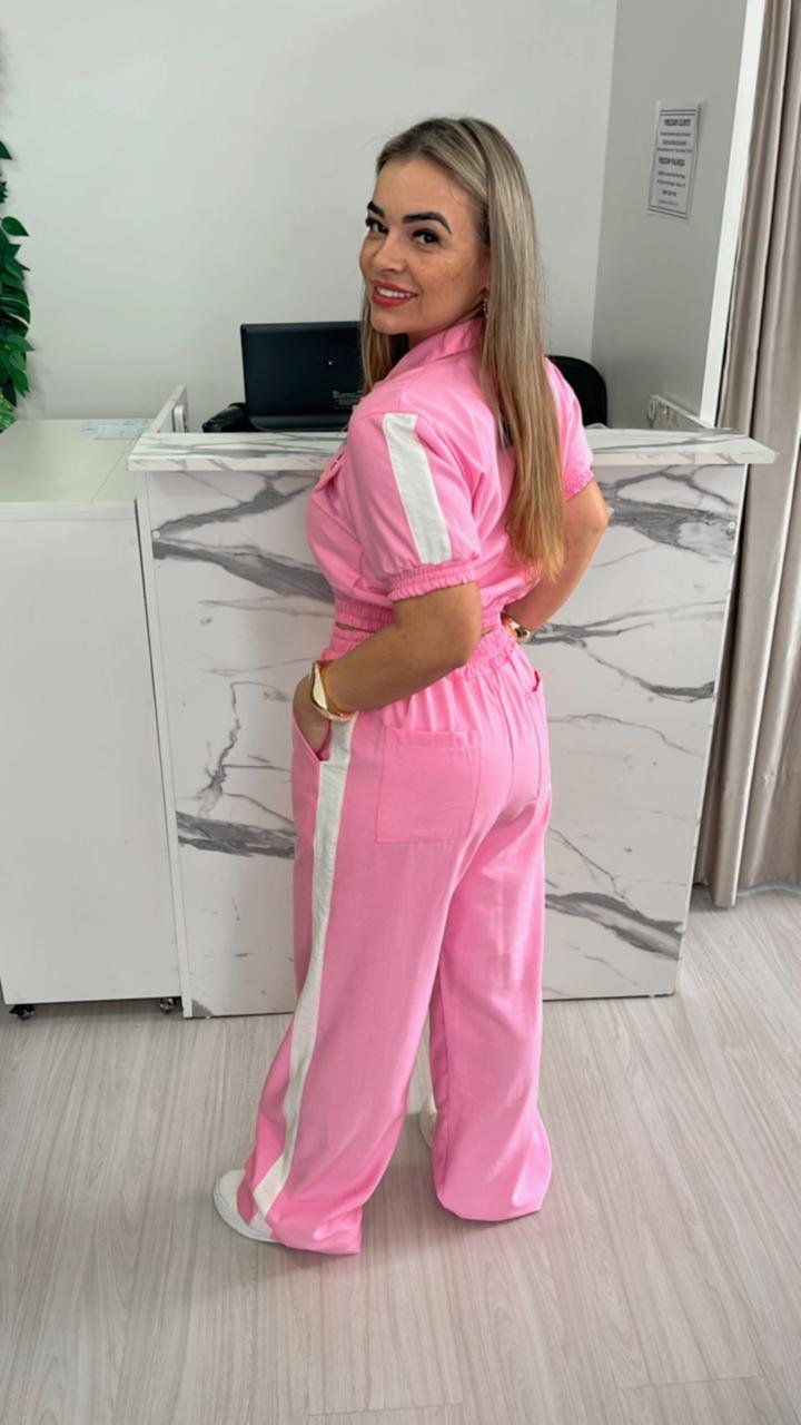 Conjunto Feminino Rosa com Listras - Imagem 3