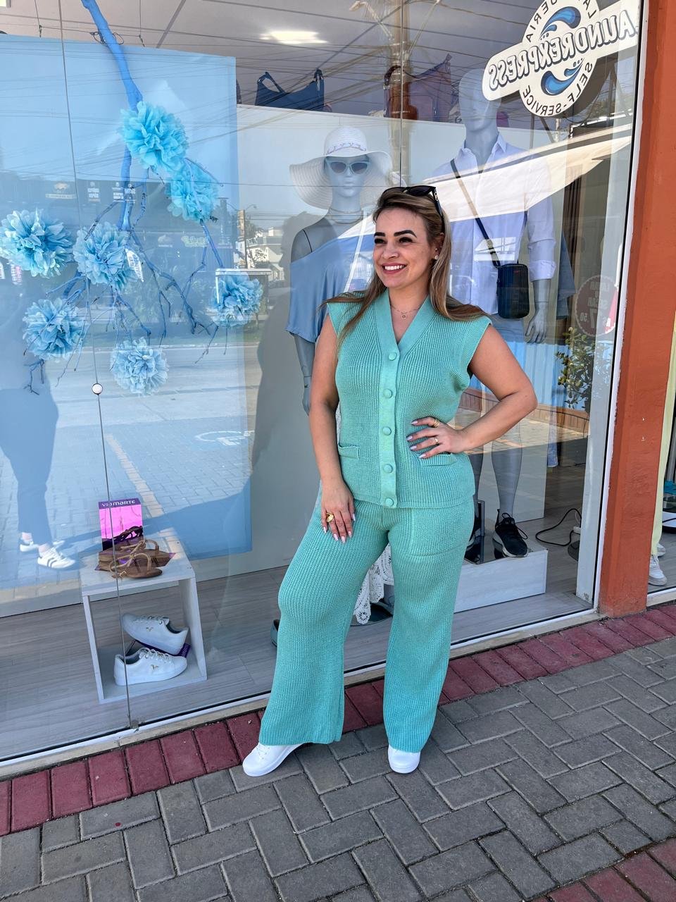Conjunto Tricô Verde Claro – Elegância e Conforto Casual - Imagem 4